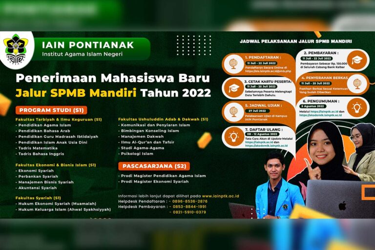 Penerimaan Mahasiswa Baru Jalur SPMB Mandiri IAIN Pontianak Tahun 2022